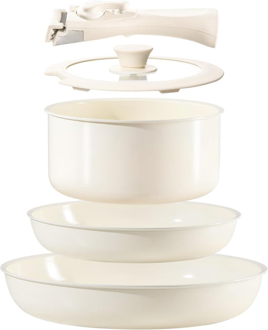Space‑Saving Cookware Set 🍳💫 Stackable & Detachable | Easy Clean Everyday Cooking